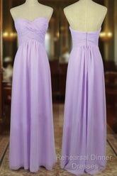 A Line Sweetheart Neck Backless Lilac Long Semi Formal Prom Dress, Lilac Long Bridesmaid Dress